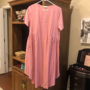 Linen midi dress with pockets